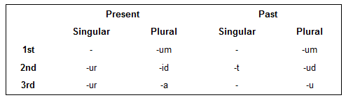 strong indicative verb endings