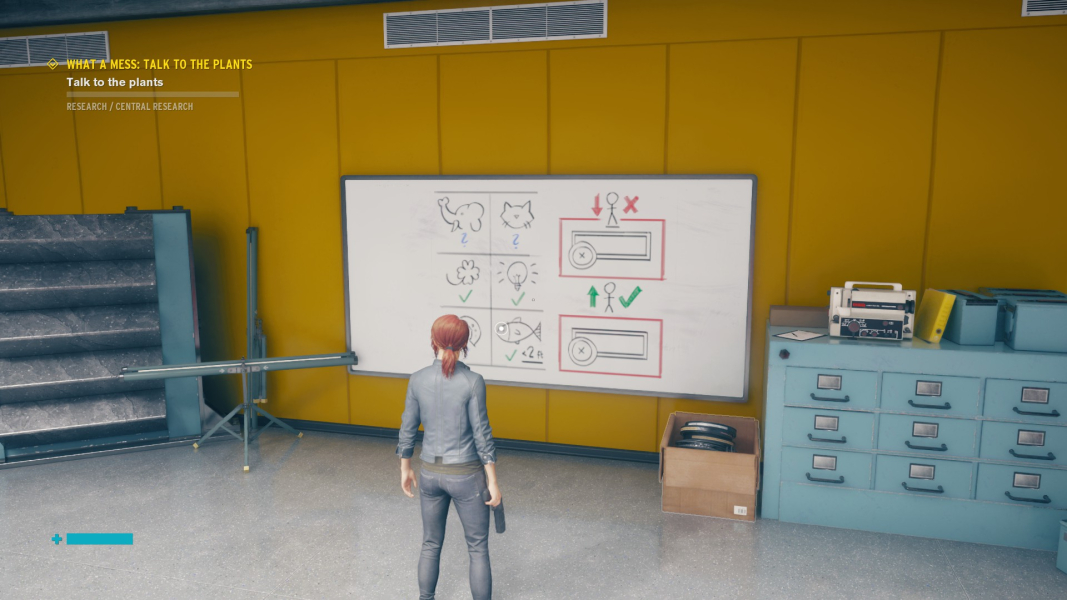 A whiteboard with some clues.