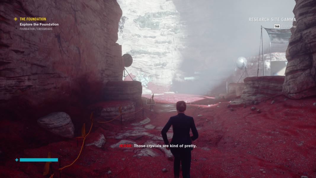Jesse leaves the cave and enters a 'room' in the Foundation.