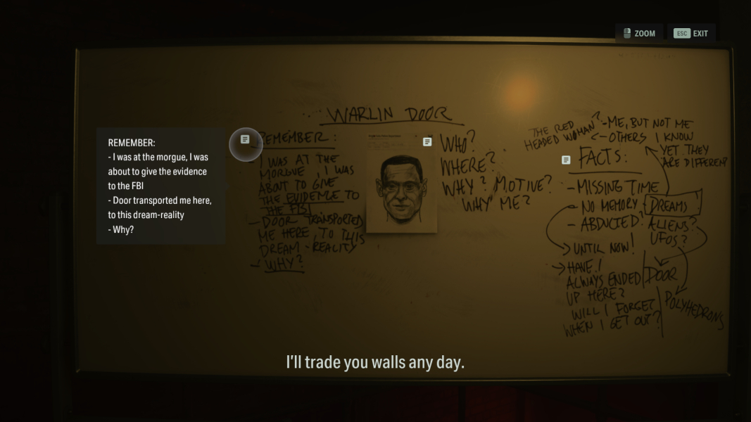 Tim Breaker's whiteboard with notes about Mr. Door.