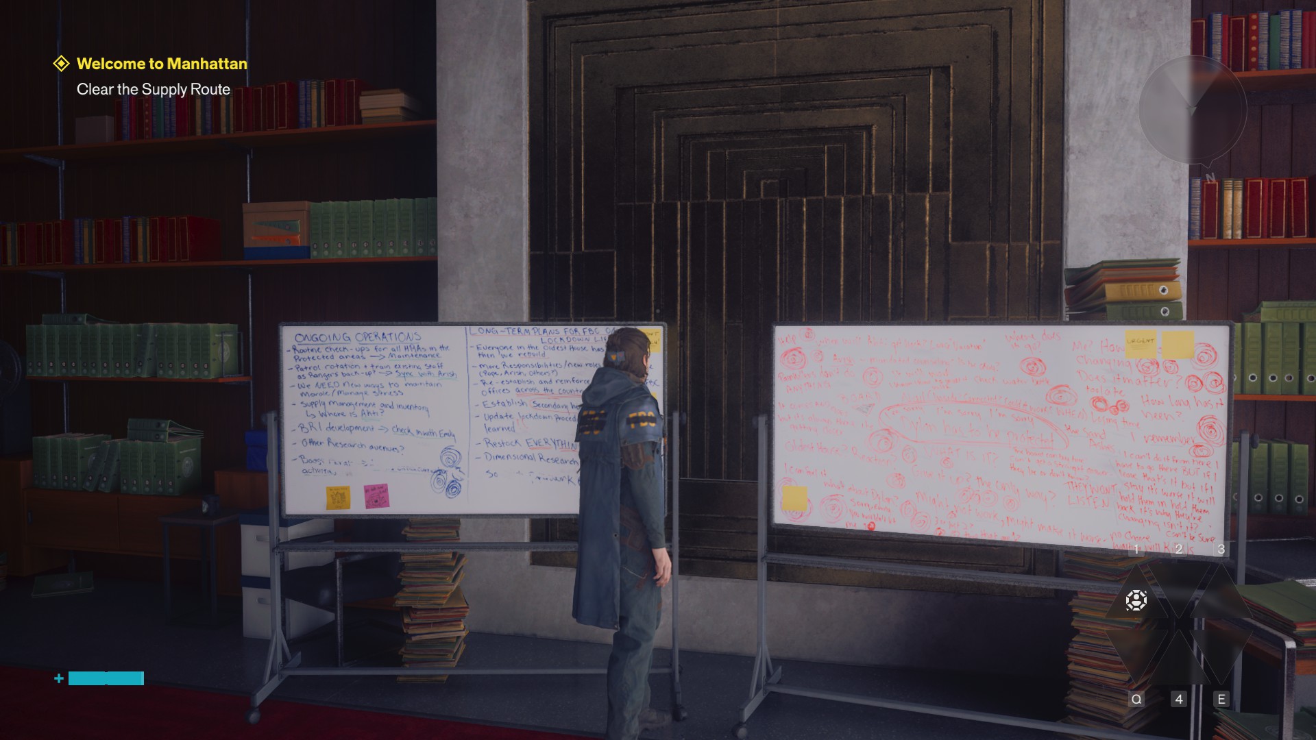 A view of two whiteboards in Jesse's office. Both are covered in circles.