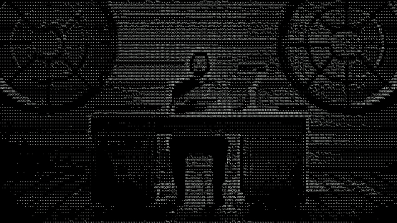 ASCII art of Alan Wake at his desk.