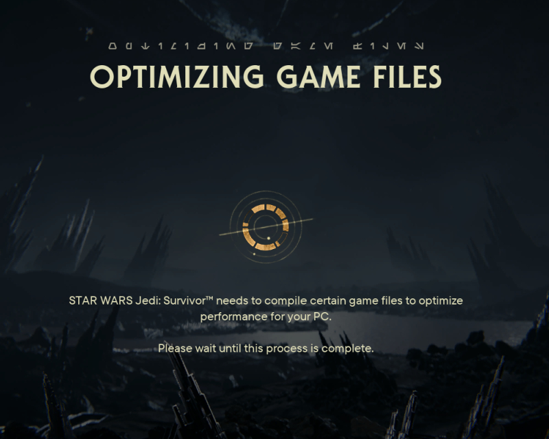 Optimizing Game Files start-up screen.