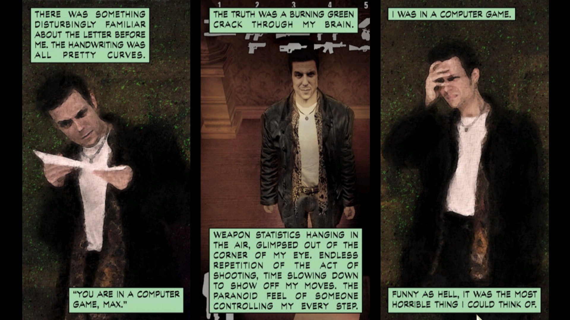 A comic section of the game where Max finds a letter telling him that he's in a computer game.