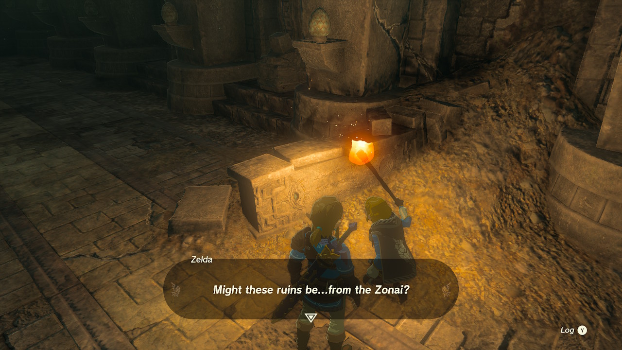 Zelda thinks the ruins were made by the Zonai.